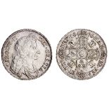 Charles II (1660-85), Halfcrown, 1676 vicesimo octavo, fourth laureate and draped bust right, r...