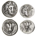 Carian Islands, Rhodes (c. 304-275 BC), AR Stater, 6.59g, Helios facing, rev. rose bud (cf. SNG...