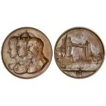 Opening of Tower Bridge, 1894, bronze medal by F. Bowcher, draped busts of Princess Alexandra,...