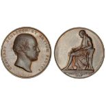 Sir Francis Chantrey, 1846, bronze medal by W. Wyon, bare head right, rev. Memorial to James Wa...