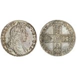 William III (1694-1702), Halfcrown, 1698 decimo, first laureate, draped and cuirassed bust righ...