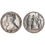 Queen Caroline, Coronation, 1727, silver medal by J. Croker, filleted and draped bust left, rev...