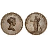 Princess Charlotte, 1814, copper medal by T. Webb, caroletta avgvsta, Princess right, rev. spes...