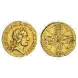 George I (1714-27), Quarter-Guinea, 1718, laureate head right, rev. crowned shields cruciform,...