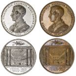 Prince Albert, Chancellor of Cambridge Union, 1847 (2), bronze and white metal medals by unknow...