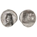 Kings of Parthia, Crodes I (c. 80-77 BC), AR Drachm, Ecbatana, 4.19g, bust left, train decorate...