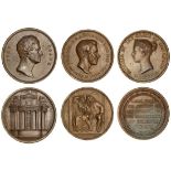 19th Century bronze medals (3), Sir John Soane, Tribute from the RIBA, 1834, by W. Wyon after F...
