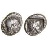 Dynasts of Lycia, Kherei (c. 410-390 BC), Stater, Telmessos, 8.51g, helmeted head of Athena rig...