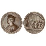 Anne (1702-14), Queen Anne's Bounty, 1704, copper medal by J. Croker, laureate and draped bust...