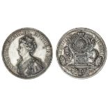 Anne (1702-14), Union of England and Scotland, 1707, silver medal by J. Croker, crowned and dra...