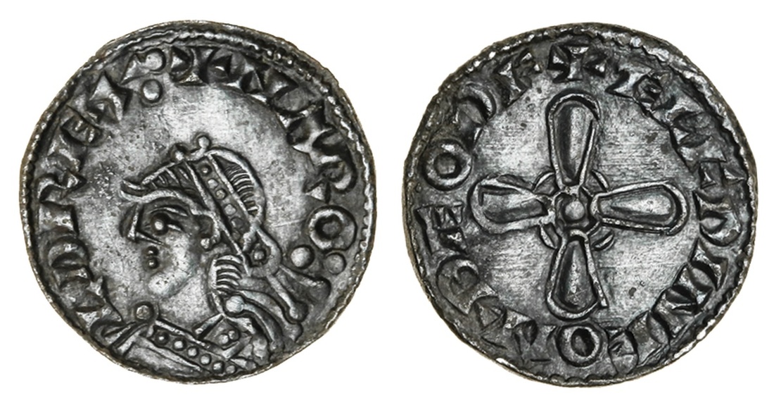 Harold I (1035-40), Penny, jewel cross type, Thetford, Aelfwine, 1.06g, diademed head left, rev...