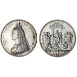 Victoria (1837-1901), Golden Jubilee, 1887, official silver medal by J. E. Boehm, crowned, 'Jub...