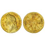 James II (1685-88), Guinea, 1687 over 6, laureate and draped bust left, rev. crowned shields cr...