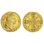 William III (1694-1702), Half-Guinea, 1701, second laureate head right, rev. crowned shields cr...