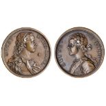Prince Charles and Prince Henry Stuart, 1729, copper medal by O. Hamerani, micat intes omnes, P...