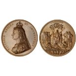 Victoria (1837-1901), Golden Jubilee, 1887, official bronze medal by J. E. Boehm, crowned, 'Jub...