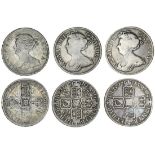 Anne (1702-14), Halfcrowns (3), 1709 octavo, rev. engraved h / l / 17 / 36 (ESC 1371 {579}); an...