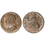 George II (1727-60), Halfpenny, 1749, second laureate, draped and cuirassed bust left, rev. Bri...