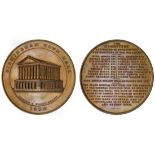 Birmingham, Town Hall, 1834, bronze medal by E Thomason, view of Town Hall in centre, hansom &...