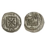 Early Anglo-Saxon England, eclectic phase (c. 710-760), base silver Sceat, saltire-standard iss...