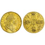 William III (1694-1702), Guinea, 1701, second laureate head right, rev. crowned shields crucifo...
