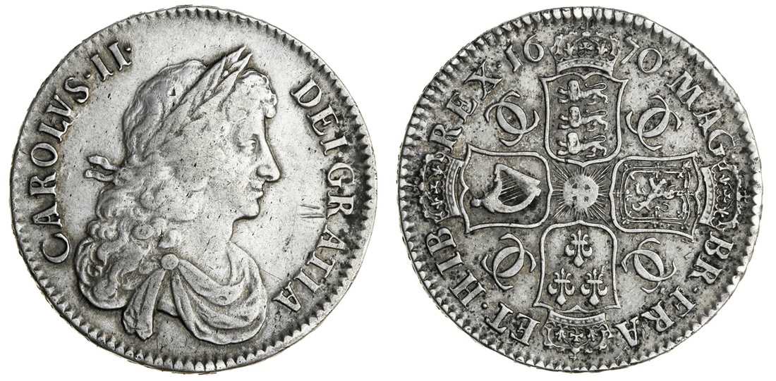 Charles II (1660-85), Halfcrown, 1670 vicesimo secvndo, third laureate and draped bust right, r...