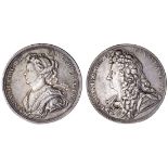 Prince George, Lord High Admiral, 1702, silver medal by J. Croker, filleted and draped bust of...