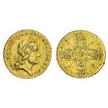 George I (1714-27), Quarter-Guinea, 1718, laureate head right, rev. crowned shields cruciform,...