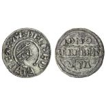 Wessex, Aethelred I (865/6-871), Penny, 1.23g, 9h, Lunettes type, Canterbury, Herebeald, + aeÐe...