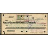 Anglo-Palestine cheque currency, 20 francs, ND (1914-1915), first series, serial number 30090,...