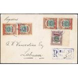 Brunei 1906 Overprinted on Stamps of Labuan Covers 1907 (8 July) Vanscolina envelope registered...