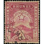 Brunei 1895 Star and Crescent Issued Stamps 1c. brownish lake cancelled by a part strike of "li...