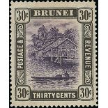 Brunei 1907 Issue Issued Stamps 30c. violet and black variety watermark reversed,