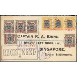 Brunei 1906 Overprinted on Stamps of Labuan Covers 1908 (30 Nov.) Captain Binns envelope regist...