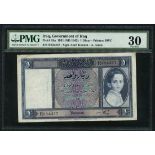 Government of Iraq, 1 dinar, law of 1931 (1942), serial number R 634357, (Pick 18a, TBB B18a),