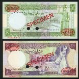 Central Bank of Syria, specimen 5 livre (2), 1977,1978, black zero serial numbers, (Pick 100as,...