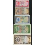 Bank of Libya, set from the 1963 issue, (Pick 23-4, 26-7, TBB 401-2, 404-5),