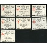 Keeling Cocos Islands, A set of 1902 issue comprising of 1/10 (2), 1/2, 1/4, 1, 2, 5 Rupees, (P...