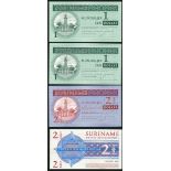 ERROR: Suriname Muntbiljet, two pairs of 1, 2½ dollar, 1st January 2004, (Pick 155, 156),