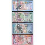 Centrale Bank van Suriname, a partial set of 2000 issues notes, 5, 10, 25, 100, 500, 1000, 5000...