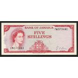 Bank of Jamaica, 5 shillings, ND (1964), serial number FW373440, (Pick 51A, TBB B204d),