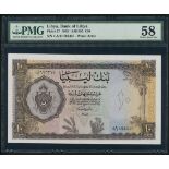 Bank of Libya, 10 Libyan pounds, AH 1382/1963, serial number 4 A/11 693315, (Pick 27, B405a),