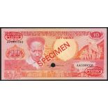 Centrale Bank van Suriname, 10 gulden, 1st July 1986, serial number AA 000000, specimen no. 014...