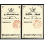 Soccorso a Garibaldi, Italy, 6 carlini (2), ND (186-), manuscript serial numbers AG 18/19, (Gav...