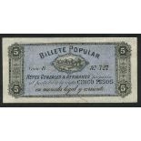 Reyes Gonzales & Hermanos, Billete Popular, Colombia, 5 pesos, ND (1890's), serial number 727,...