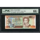 Central Bank of Belize, $20, 1st May 1990, serial number AA204878, (TBB B313 Pick 55a),