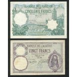 Banque de l'Algerie, 50 francs, 1929, (Pick 71, 77 (3), 78 (3), 79, 80, 84, 85, 91 (3), 92, 94,...