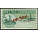 Suriname Muntbiljet, specimen 1 gulden, 1st March 1965, (Pick 116s),