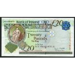 ERROR: Bank of Ireland, £20 printing error, 1 January 2013, serial number AD499405, (unlisted),