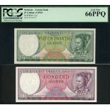 Centrale Bank van Suriname, 25, 100 gulden, 1st September 1963, (TBB B508 B509 Pick 122, 123),